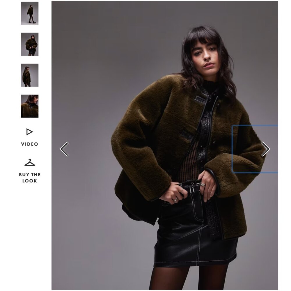 MANGO Olive Green Faux Fur Oversized Jacket  Size M NWT